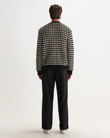 Walker – Schwarzer und cremefarbener Strickcardigan mit Blasenstruktur