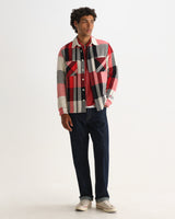 Whiting - Ecru And Red Camden Tempo Check Overshirt