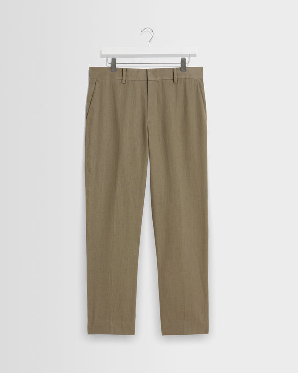 wax london men's Alp - Khaki Linen Trousers