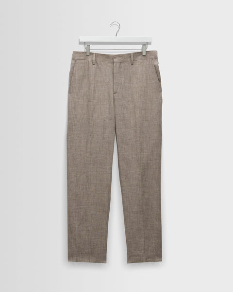 Alp – Leinenhose mit naturfarbenen und braunen Streifen