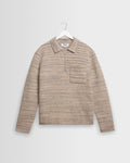 Alpha - Natural And Grey Space Dye Zip Polo