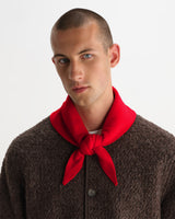 wax london men's Arnold - Red Knitted Rib Scarf