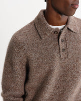 wax london men's Ashford - Brown And Grey Mohair Twist Polo Jumper
