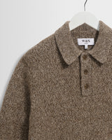 wax london men's Ashford - Brown And Grey Mohair Twist Polo Jumper