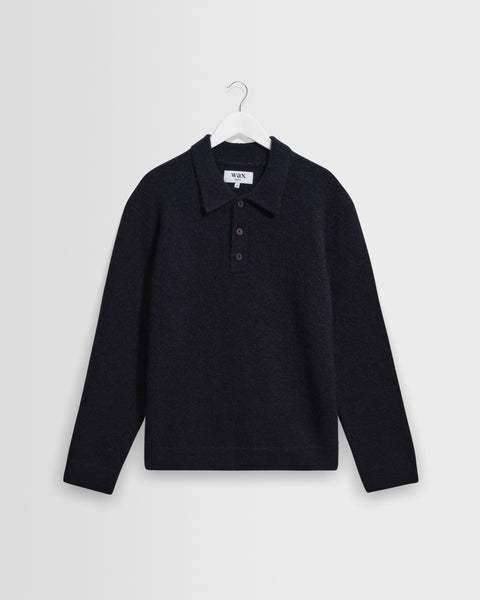 Ashford - Polo en laine duveteuse marine