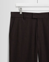 wax london men's Aston - Dark Brown Wool Pinstripe Trousers