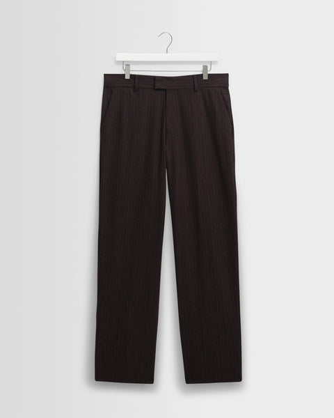 Aston - Pantalon de costume marron foncé à rayures en laine