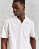 wax london men's Atwood - Ecru Textured Organic Cotton Polo Shirt