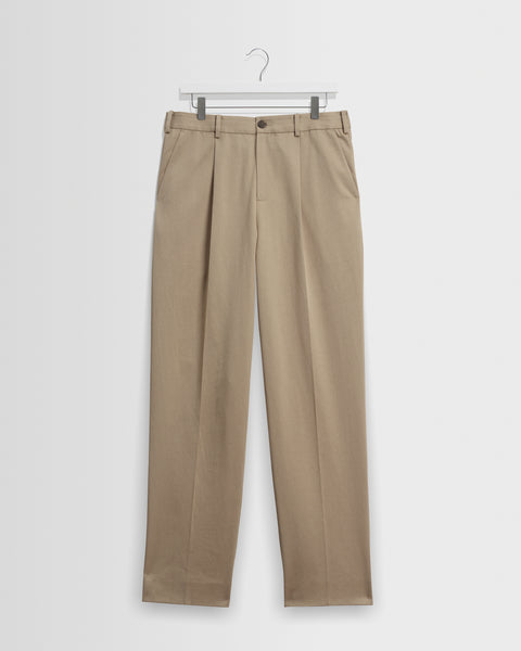 Aubyn - Beige Cotton Tencel Twill Relaxed Fit Trousers