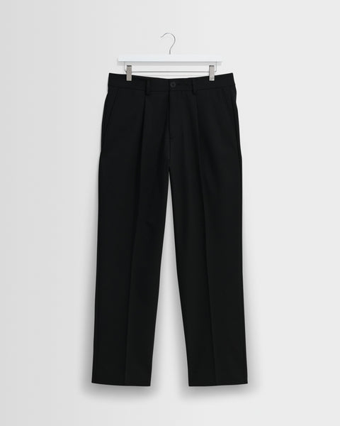 Aubyn – Hose aus schwarzem Woll-Twill-Mischgewebe mit Bundfalten