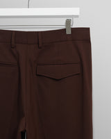 wax london men's Aubyn - Dark Brown Wool Blend Twill Pleated Trousers