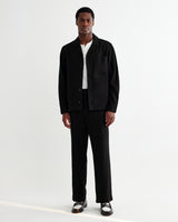 wax london men's Bayham - Black Linen-Cotton Relaxed Fit Trousers