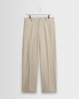 wax london men's Bayham - Natural Linen-Cotton Relaxed Fit Trousers