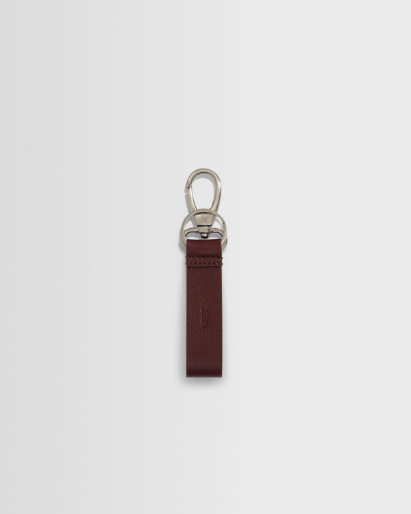 wax london men's Boston - Cherry Retro Grain Leather Keyring