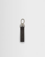 wax london men's Boston - Dark Brown Retro Grain Leather Keyring