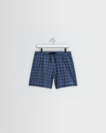 Brockwell – Badeshorts aus blauem Fliesen-Seersucker