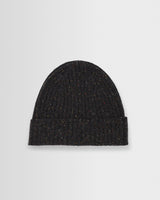 wax london men's Brook - Charcoal Donegal Single Rib Wool Beanie