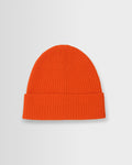 Brook – Orangefarbene Rippstrickmütze aus Wolle