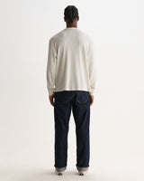 wax london men's Caleb - Ecru Waffle Cotton Henley Long-Sleeve T-Shirt