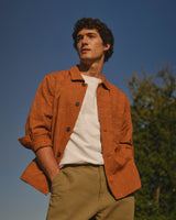 Rockley – Rostfarbenes Overshirt aus Jacquard-Wabenstoff