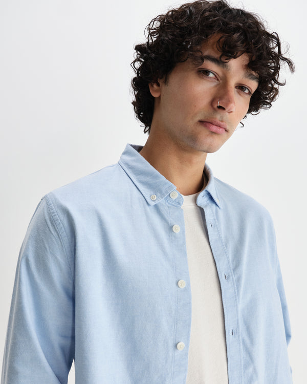 wax london men's Caspian - Pale Blue Cotton Oxford Shirt