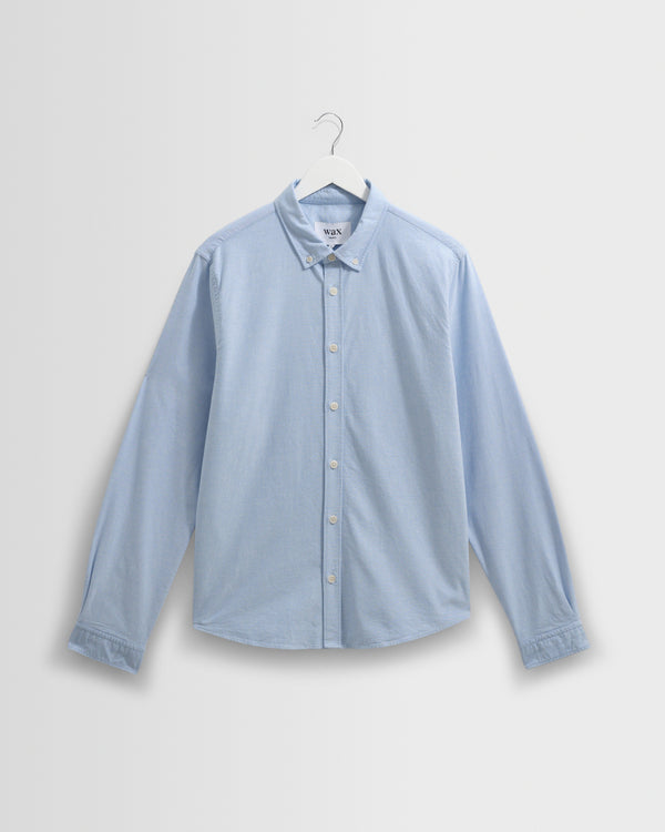 wax london men's Caspian - Pale Blue Cotton Oxford Shirt
