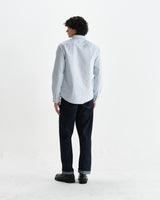 wax london men's Caspian - White And Blue Stripe Cotton Oxford Shirt