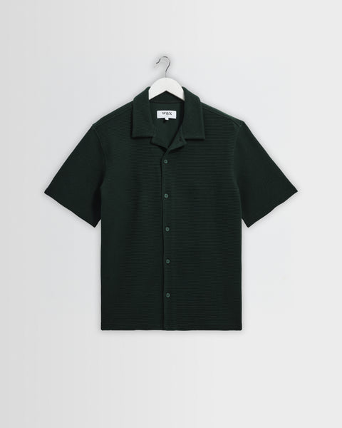 Clayland - Chemise texturée gaufrée à manches courtes vert bouteille