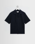 Clayland - Chemise gaufrée texturée à manches courtes bleu marine