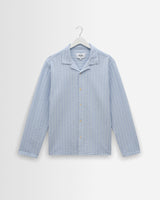 wax london men's Corey - Blue And Ecru Seersucker-Cotton Stripe Shirt