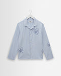 Corey - Chemise en coton-lin à motifs au point de croix bleue