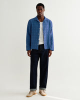 wax london men's Corey - Blue Dobby Check Cotton Shirt