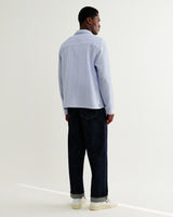 wax london men's Corey - Bright Blue Cotton Twisted Stripe Shirt