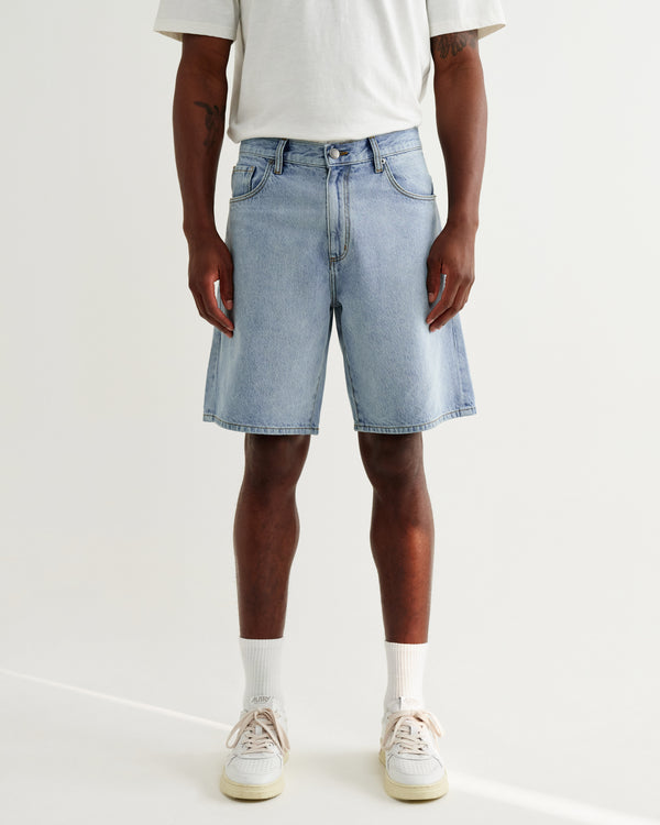 wax london men's Dalston - Light Blue Denim Shorts