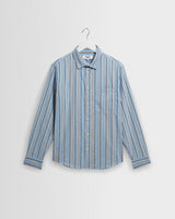 wax london men's Dartford - Blue Brushed Stripe Shirt
