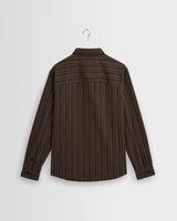 wax london men's Dartford - Brown Brushed Stripe Shirt