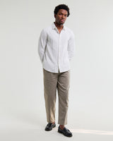 wax london men's Dartford - White Dobby Stripe Organic Cotton Shirt