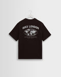 Dean – Baumwoll-T-Shirt mit Globus-Grafik in Braun und Wollweiß