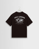 wax london men's Dean - Brown And Off-White Globe Graphic Cotton T-Shirt