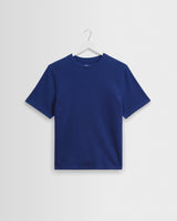 wax london men's Dean - Cobalt Blue Textured Organic Cotton T-Shirt