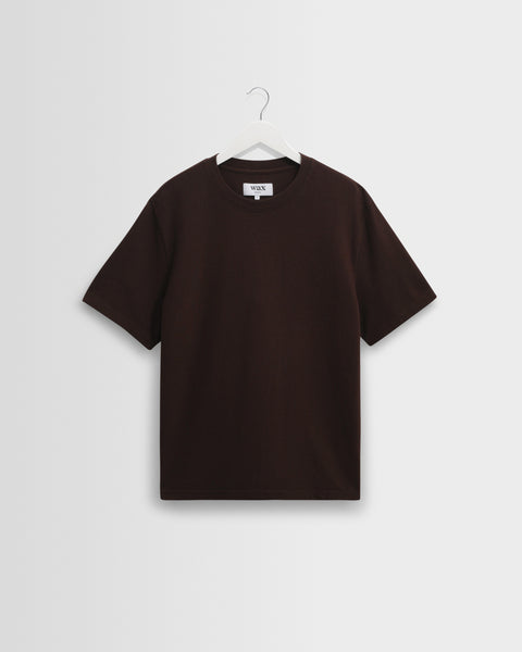 Dean – Strukturiertes T-Shirt aus Bio-Baumwolle in Dunkelbraun