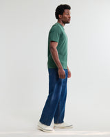 wax london men's Dean - Dark Green Textured Organic Cotton T-Shirt