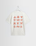 Dean - Ecrufarbenes und rostfarbenes T-Shirt mit Gitterstickerei
