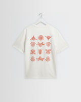 Dean - Ecrufarbenes und rostfarbenes T-Shirt mit Gitterstickerei