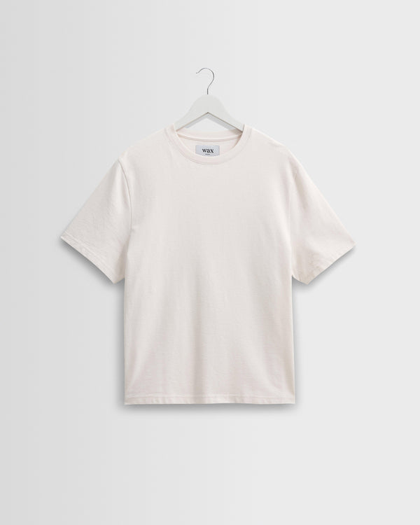 wax london men's Dean - Ecru Textured Organic Cotton T-Shirt