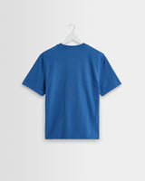 wax london men's Dean - French Blue Textured Organic Cotton T-Shirt