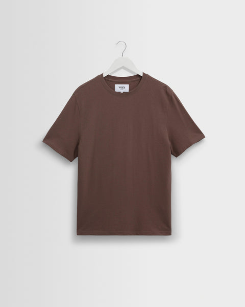 Dean - T-shirt en coton biologique texturé marron moyen