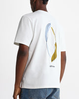 wax london men's Dean - Off-White And Multi Leaf Embroidery T-Shirt