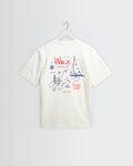 Dean – T-Shirt mit Segelkartendruck in Off-White und Mehrfarbig