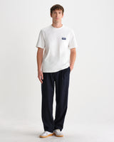 wax london men's Dean - Off-White And Navy Retreat Grid T-Shirt